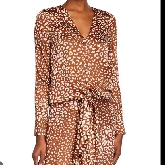 Alexis Neary Leopard Print Tie Top S
